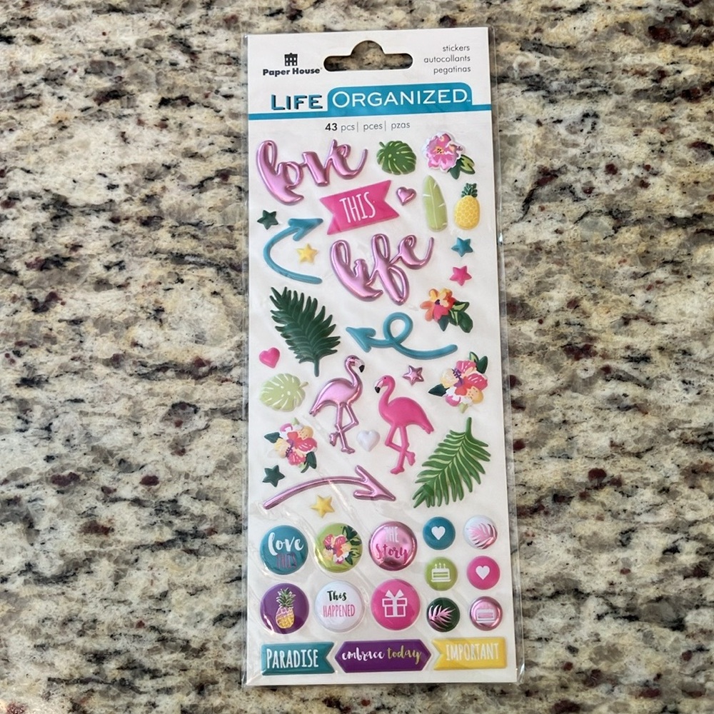 8 Pack Tropical Puffy Sticker Bundle - 7 New Sealed + 1 Bonus Partial Beach Pink - Picture 3 of 3